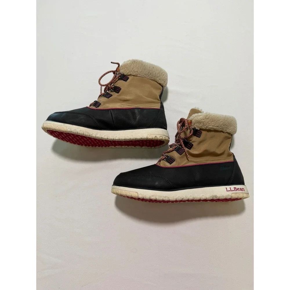 LL Bean Ultrasoft Insulated Winter Boots Brown Tan Pink 504631 Womens 9.5 M